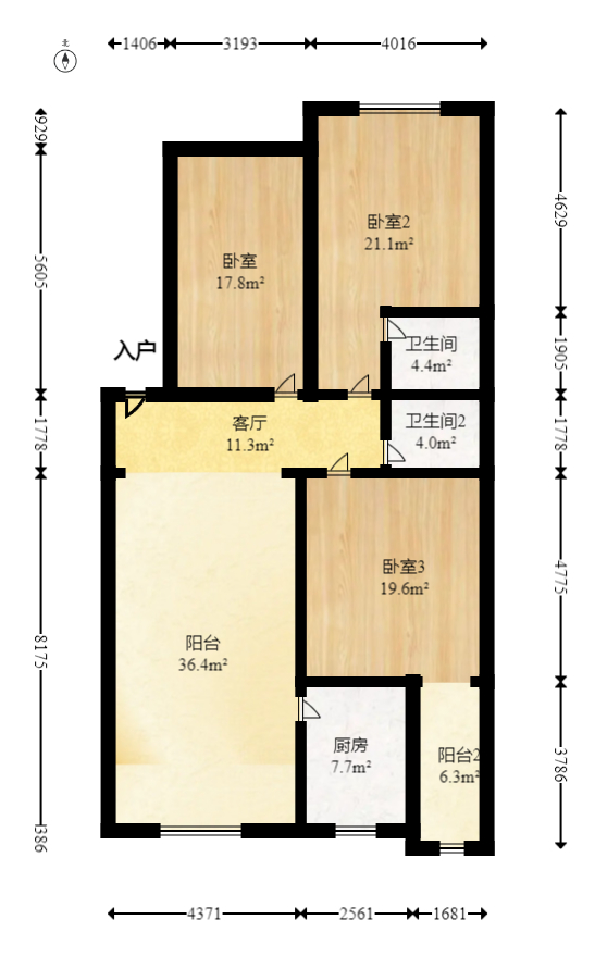 星沙国际物流园  3室2厅1卫   58.80万室内图1