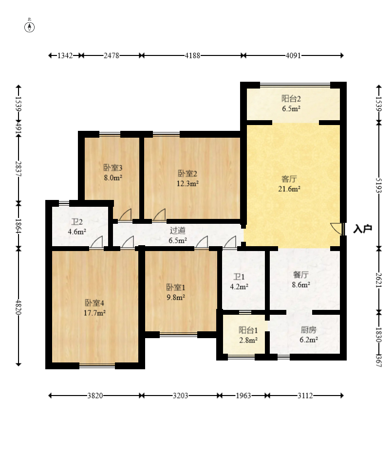 勤诚达境界城  4室2厅2卫    109.0万 勤诚达境界城  4室2厅2卫    109.0万户型图