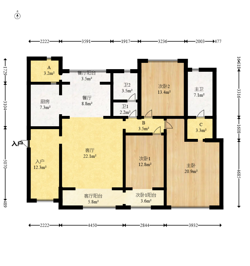 恒基凯旋门一二期 4室2厅2卫 188.0万 恒基凯旋门一二期 4室2厅2卫 188.0万户型图