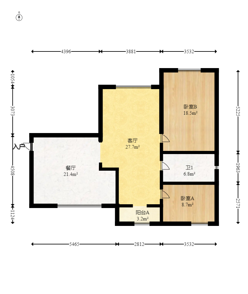 新城新世界一二三期  3室2厅1卫   92.00万室内图1