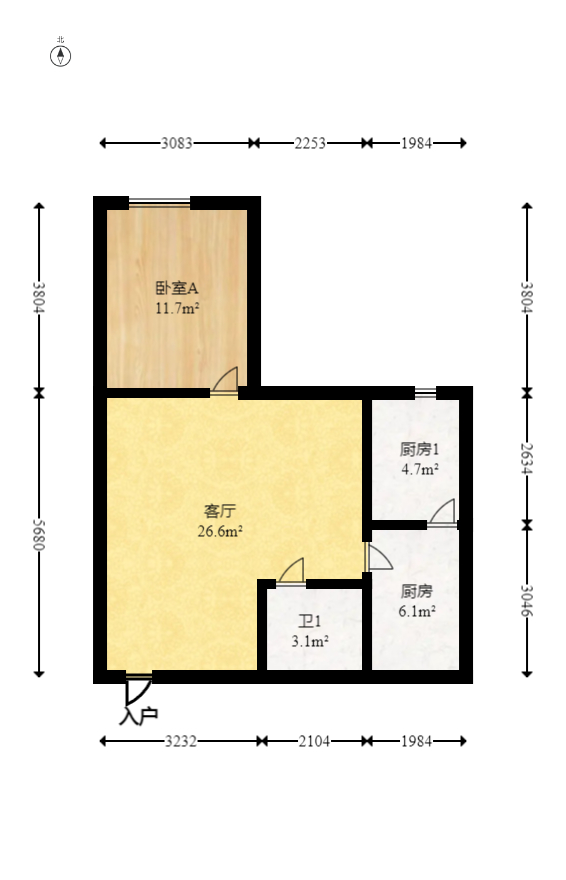 欧亚达国际广场  2室2厅1卫   59.00万室内图1