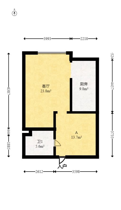 京武浪琴山三期（京武中心）  2室2厅1卫   105.00万室内图1