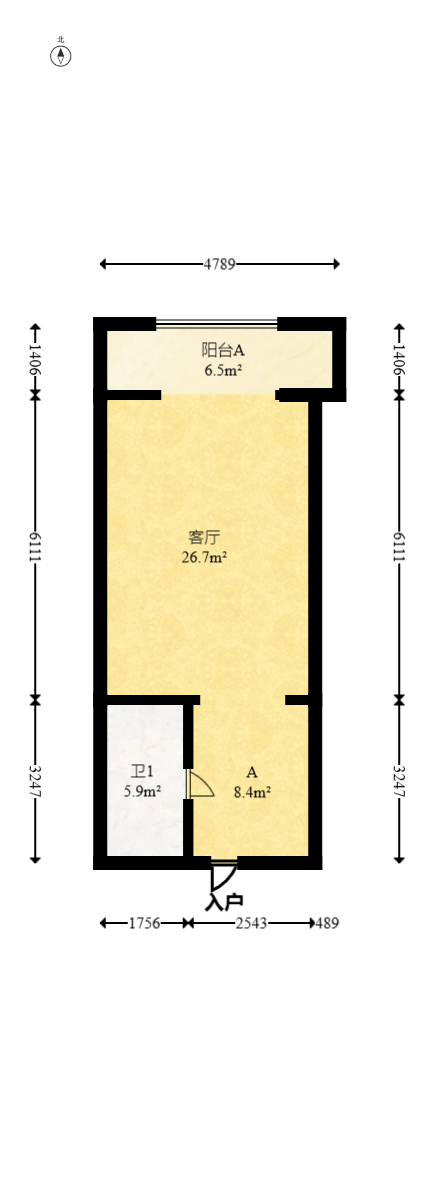 环亚高铁芯城  1室1厅1卫   45.00万室内图1