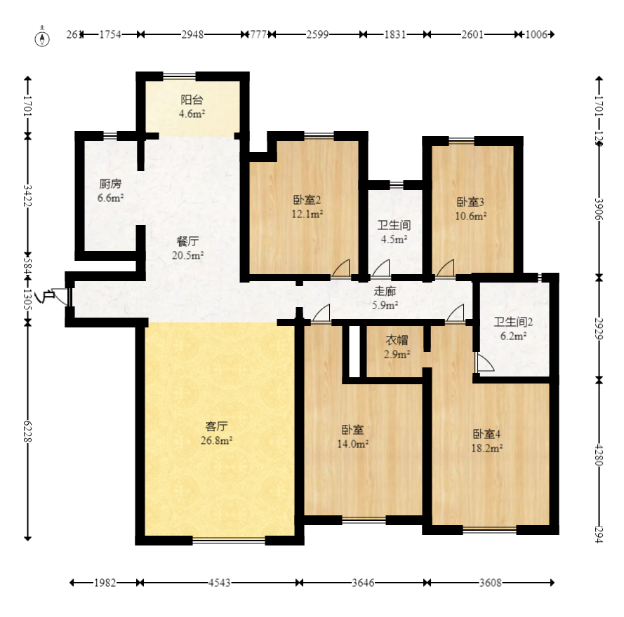 金茂建发观悦  4室2厅2卫   238.00万室内图1