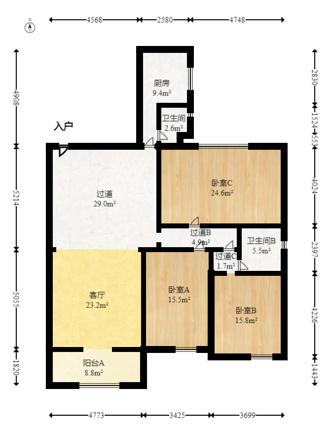 佳逸豪园  3室2厅2卫   186.00万室内图1