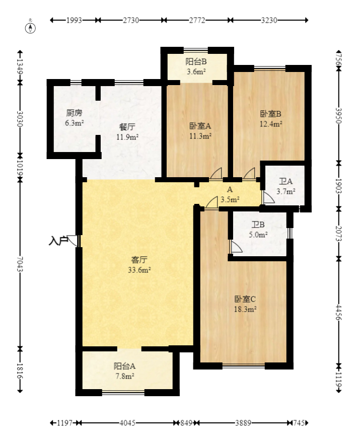 万煦园  3室2厅2卫   95.00万室内图1