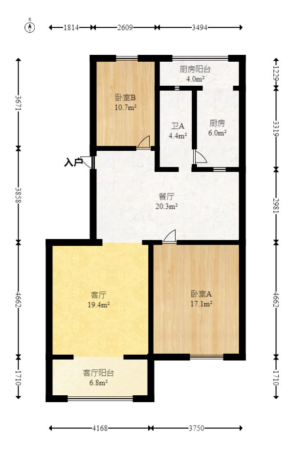 枫林美景  2室2厅2卫   90.00万