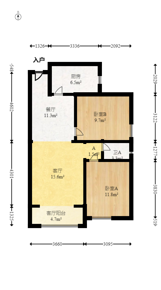 钰龙天下一期 2室2厅1卫 190.0万 钰龙天下一期 2室2厅1卫 190.0万户型图