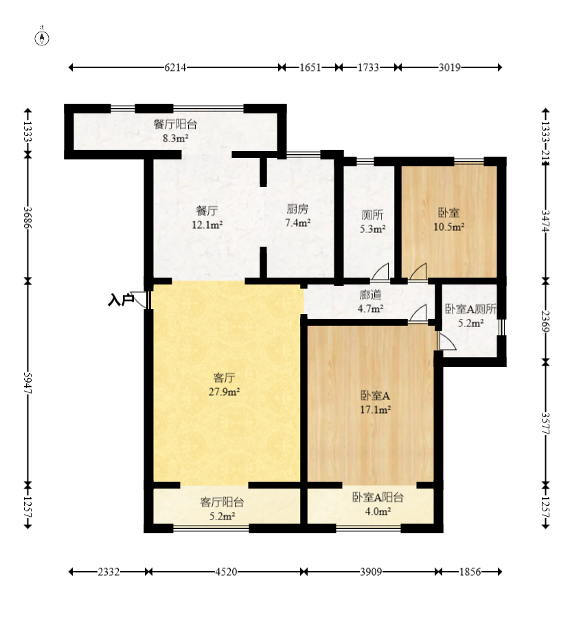 福祥家园（农信家园）  3室2厅2卫   188.00万室内图1