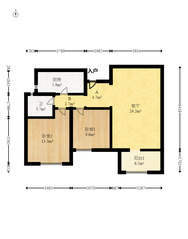 万科魅力之城  2室1厅1卫    65.0万 万科魅力之城  2室1厅1卫    65.0万户型图