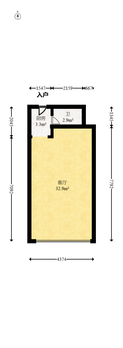 麓谷明珠  1室1厅1卫   40.00万室内图1