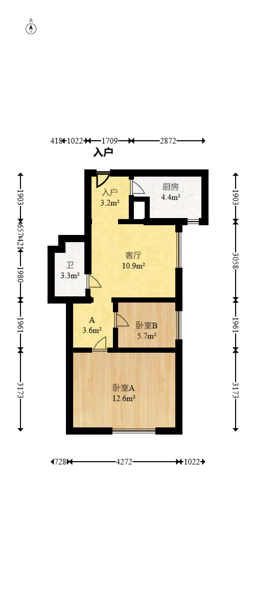 西子湖畔沃府  1室1厅1卫   53.90万室内图1