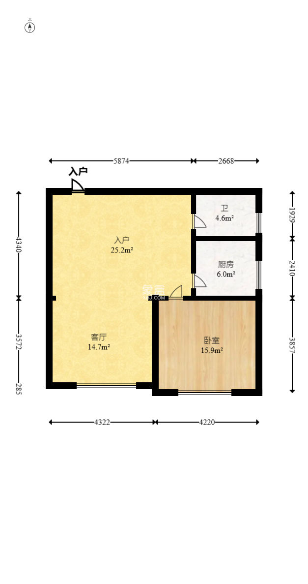 四季如春酒店(原名鑫元大酒店)  1室1厅1卫   45.00万