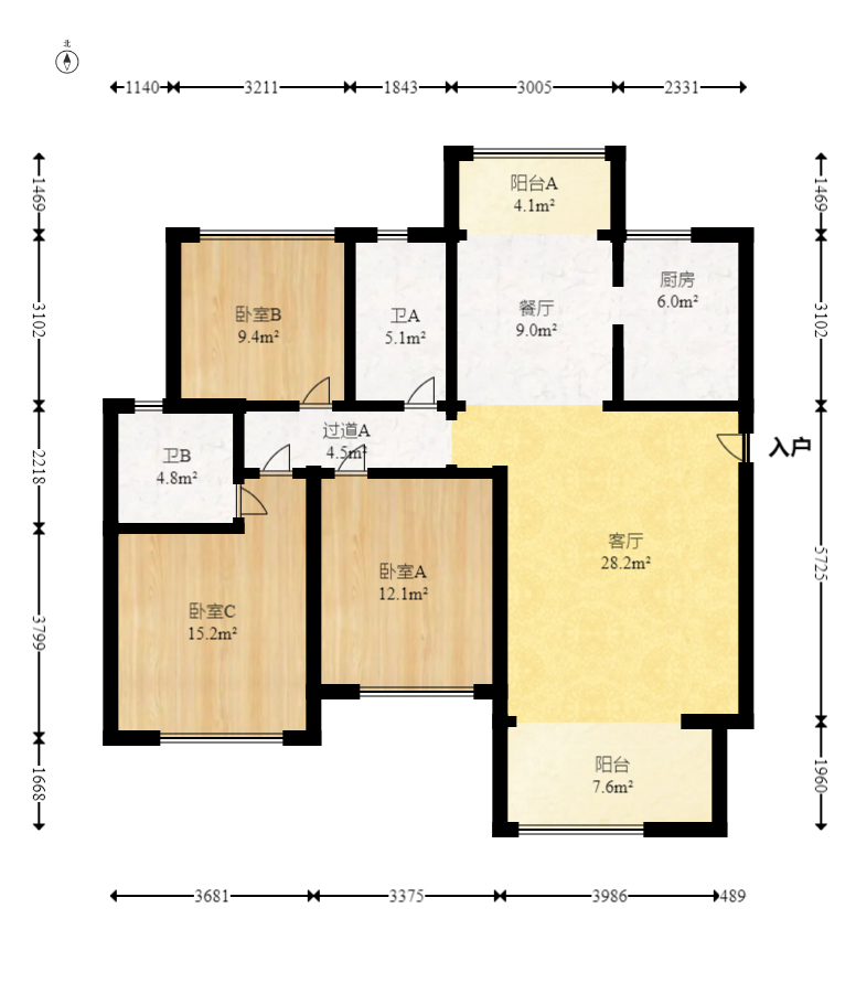 中建嘉和城  1室0厅0卫   128.00万室内图1