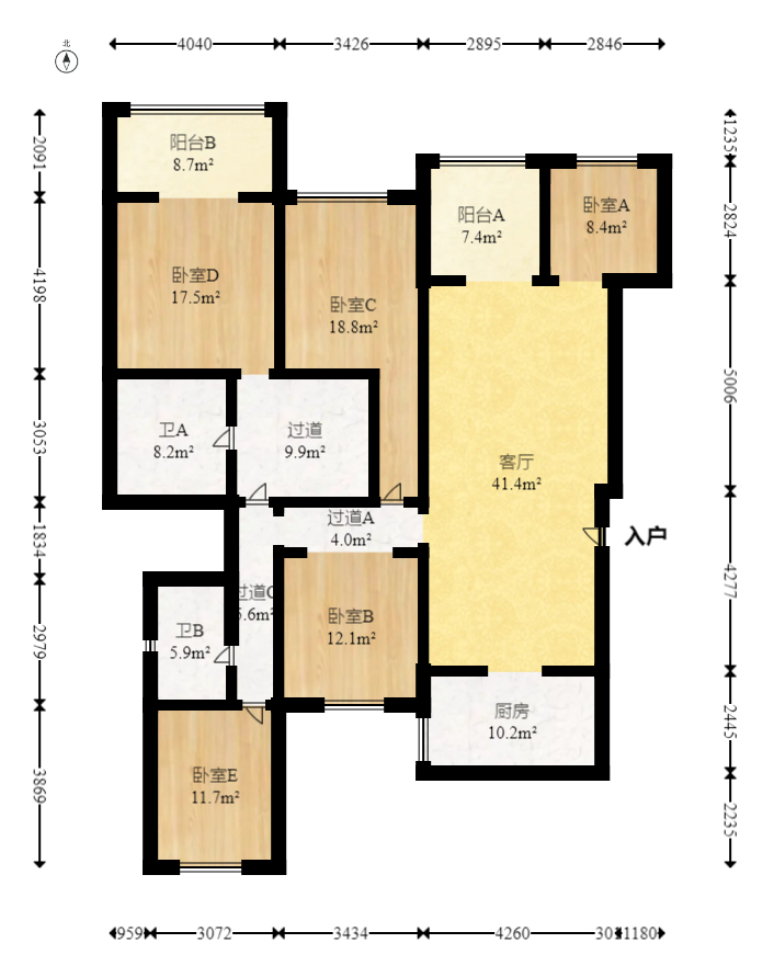 保利城(中航城国际社区、郡原美村) 4室2厅2卫 188.0万 保利城(中航城国际社区、郡原美村) 4室2厅2卫 188.0万户型图
