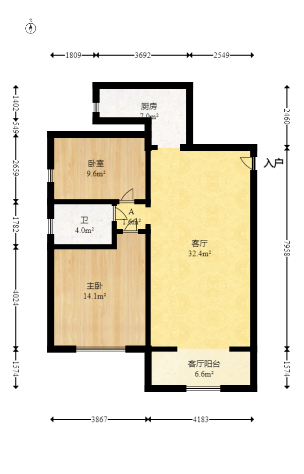 卧龙居国际村 2室2厅1卫 39.8万 卧龙居国际村 2室2厅1卫 39.8万户型图