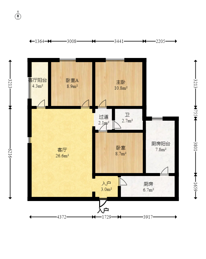新长海广场  3室2厅1卫    58.0万 新长海广场  3室2厅1卫    58.0万户型图