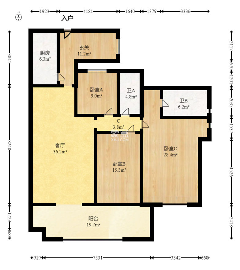 维一星城原山苑  3室2厅2卫   127.00万