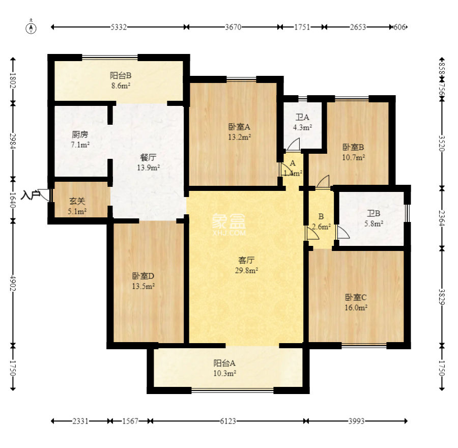 藏珑湖上国际花园  4室2厅2卫   350.00万