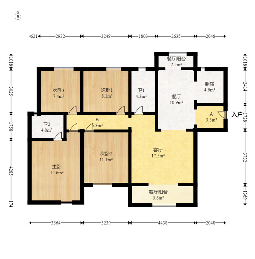 中建悦和城  4室2厅2卫   125.00万室内图1