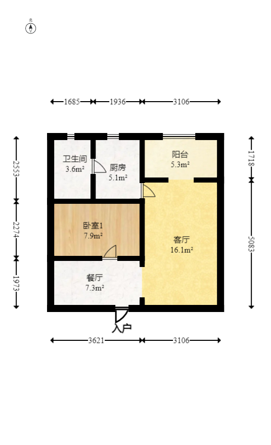 恒盛世家  3室2厅2卫   75.00万室内图1