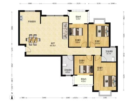 西郡佳园 4室2厅2卫 60.0万 西郡佳园 4室2厅2卫 60.0万室内图