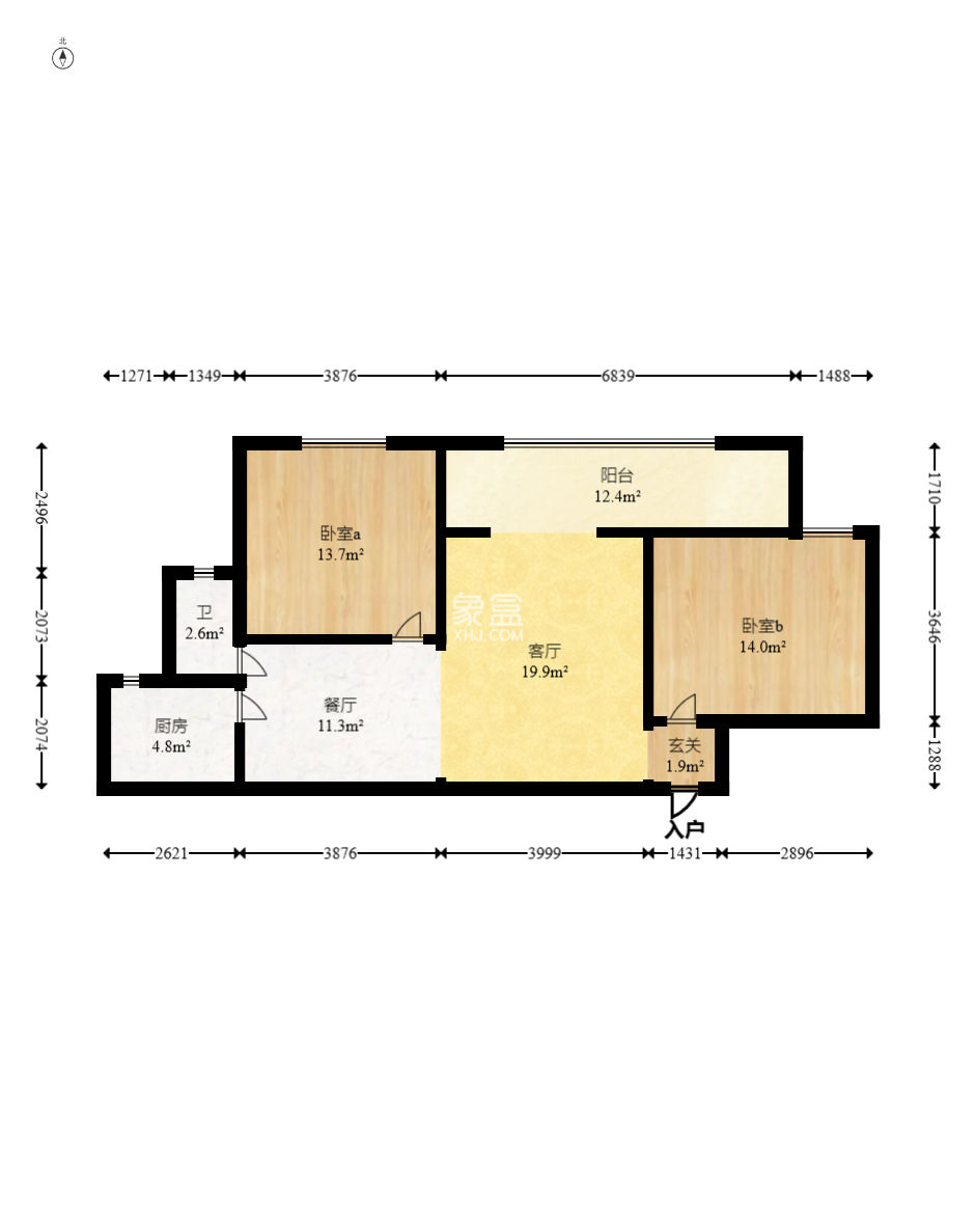 红建华府  2室2厅1卫   30.80万