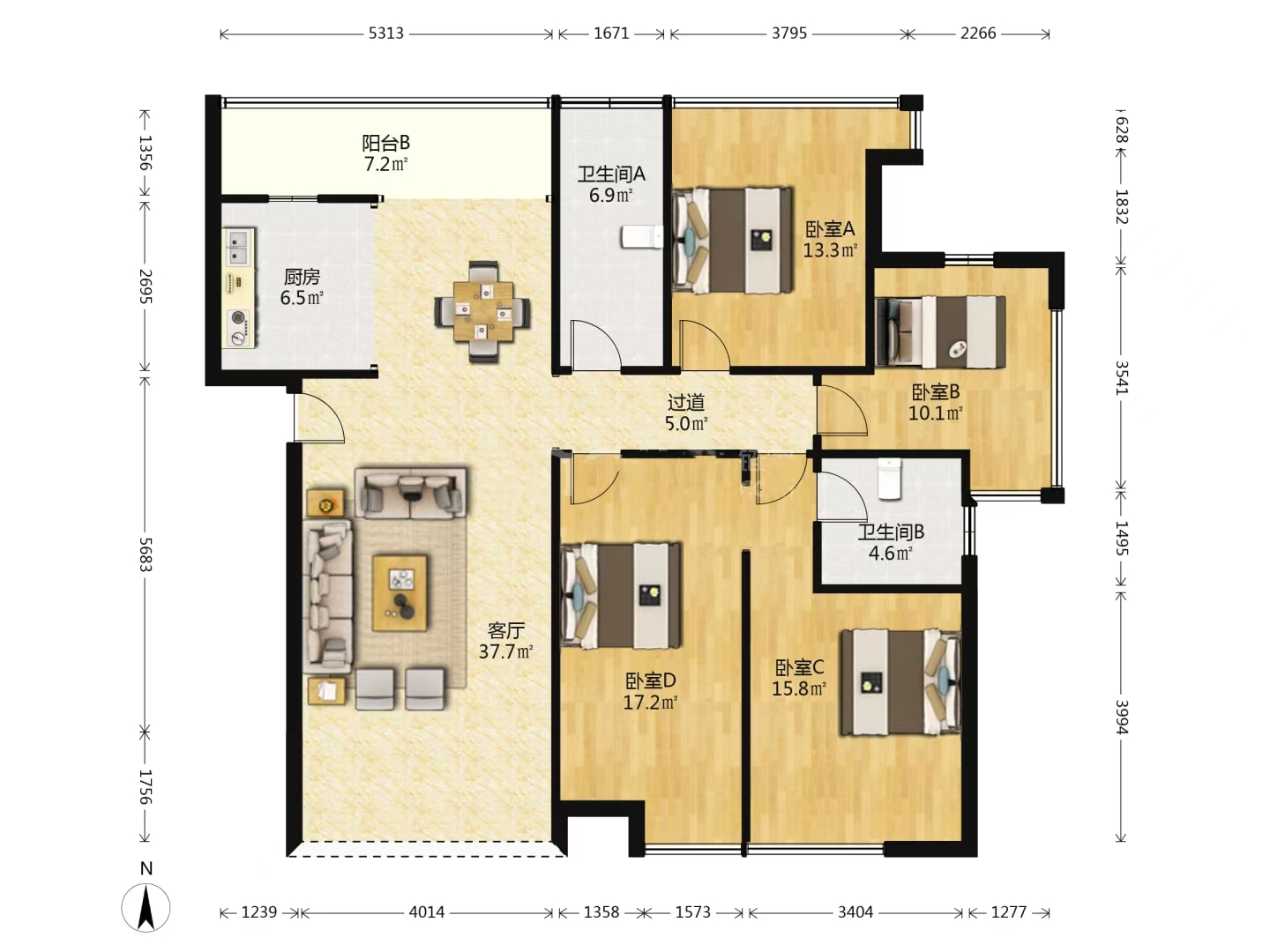 学府时代 4室2厅2卫 60.0万 学府时代 4室2厅2卫 60.0万室内图