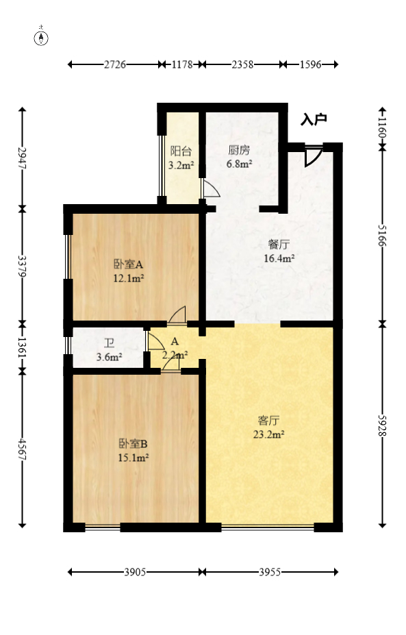 中悦领秀金都  2室2厅1卫    50.98万室内图1