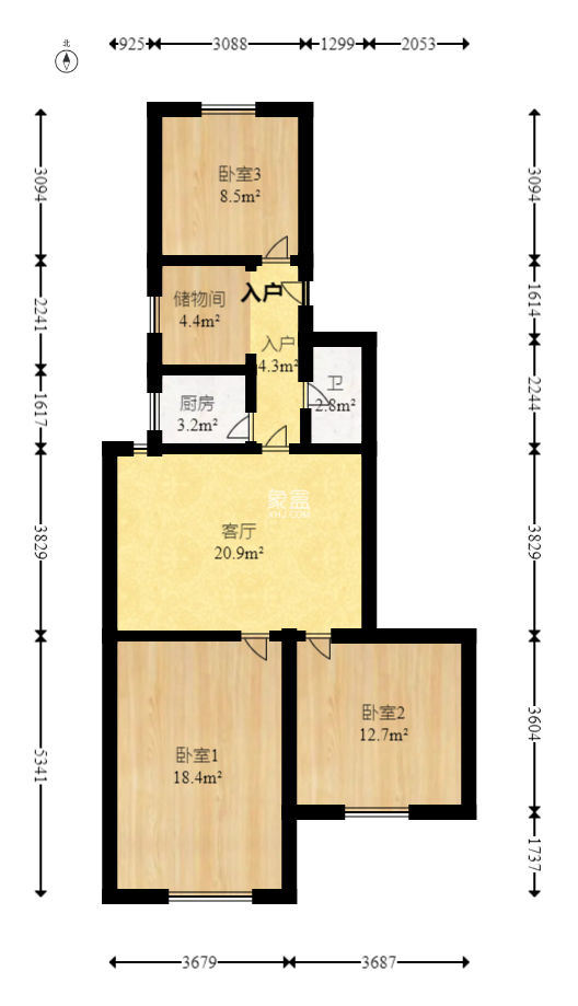 火星六片（紫欣公寓）  2室2厅1卫   45.80万