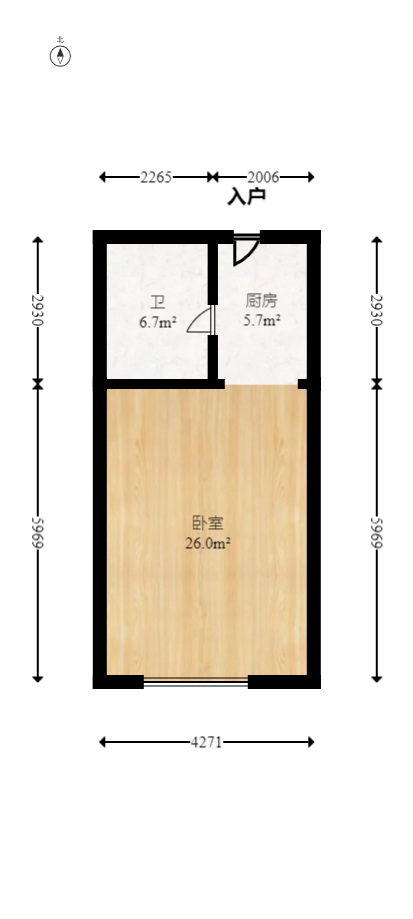 鑫远玲珑  1室1厅1卫   32.80万室内图1