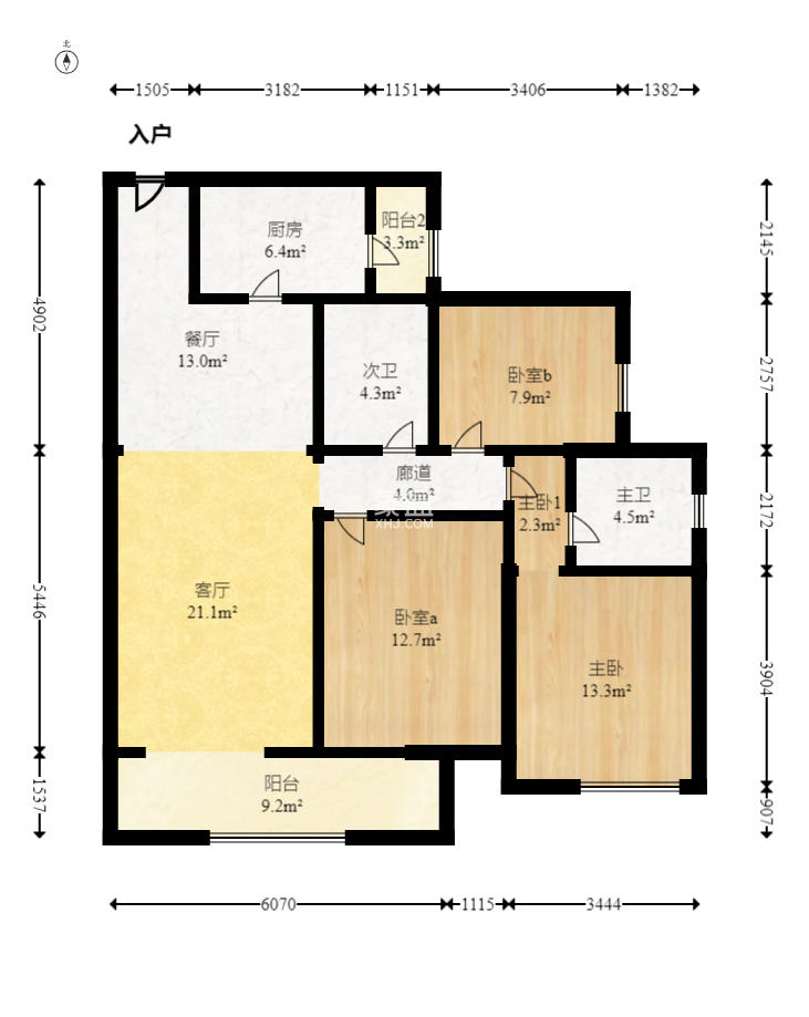 保利麓谷林语E区  3室2厅2卫    95.0万 保利麓谷林语E区  3室2厅2卫    95.0万户型图
