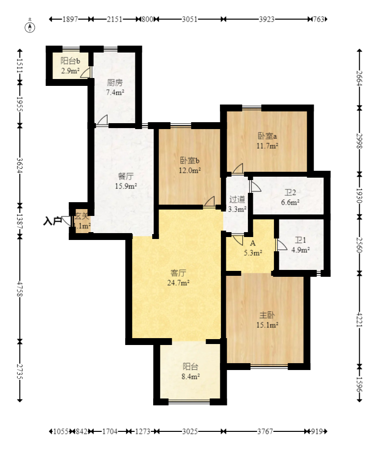 联诚国际城 3室2厅2卫 85.0万 联诚国际城 3室2厅2卫 85.0万户型图
