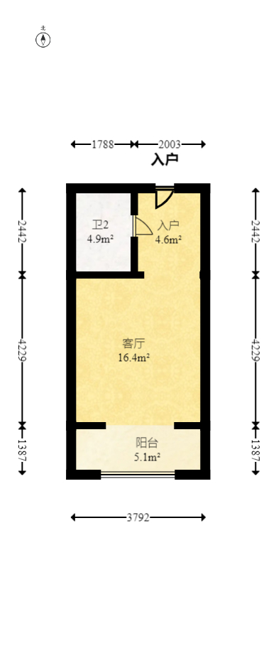 明大佳园  1室1厅1卫   50.00万室内图1