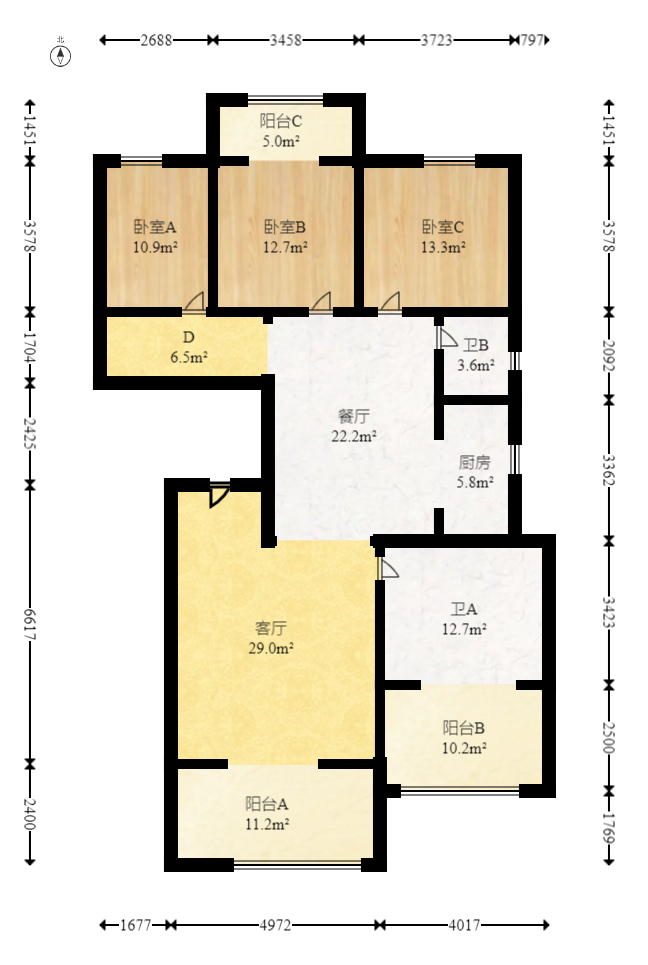山水霖城（植物原著）  4室2厅2卫   128.80万室内图1