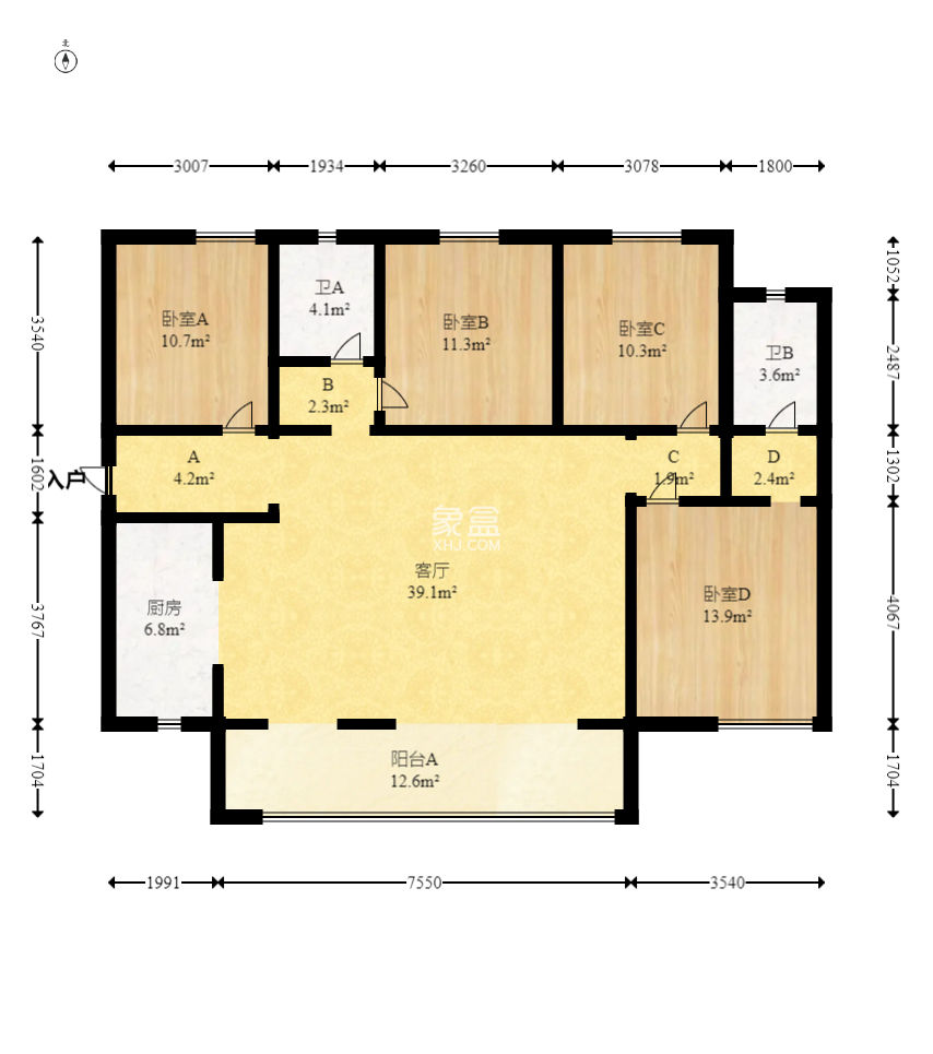 鑫苑木莲世家  4室2厅2卫   185.00万