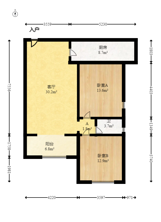 金土地第一湾  2室2厅1卫   85.00万室内图1