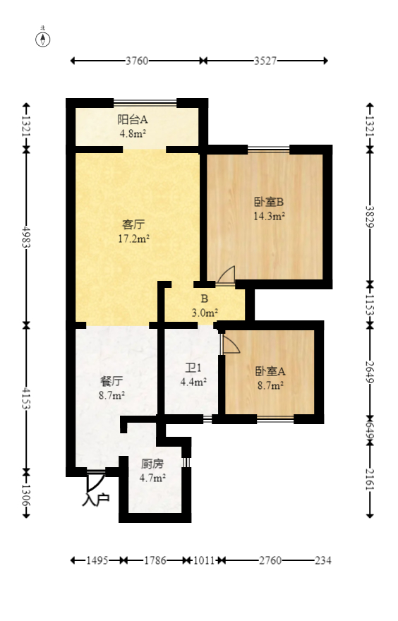 旭辉香樟公馆  2室2厅1卫   79.80万室内图1