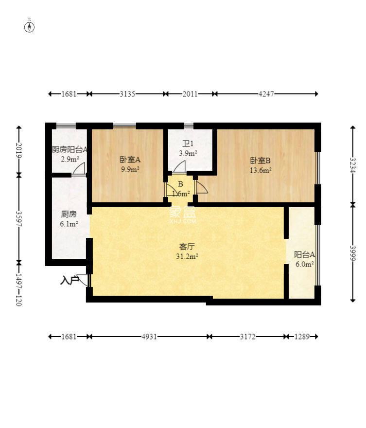 恒大绿洲  2室2厅1卫   75.00万