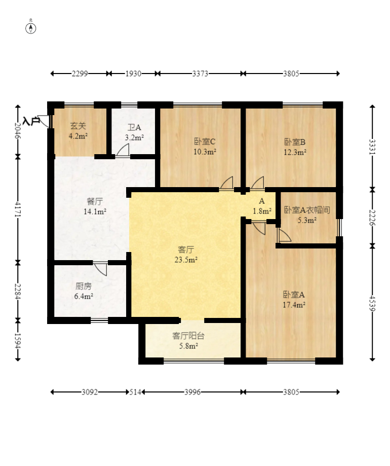钰龙天下二期（钰龙佳园）  3室2厅2卫   269.00万室内图1