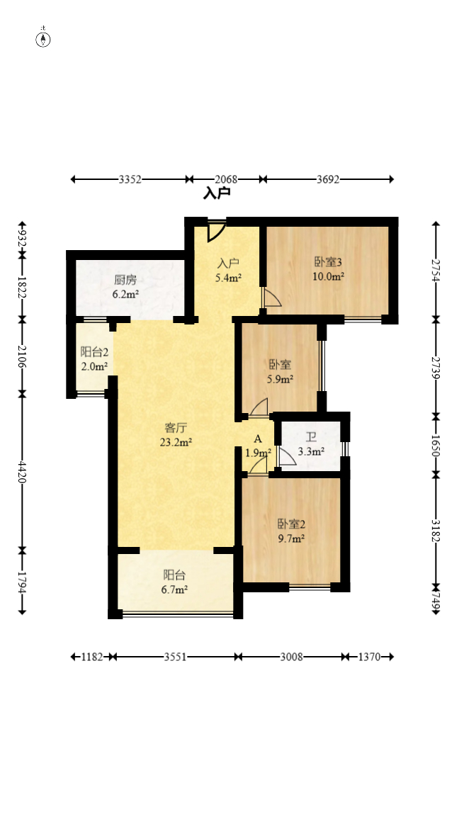 长房云时代  3室2厅1卫    75.0万 长房云时代  3室2厅1卫    75.0万户型图