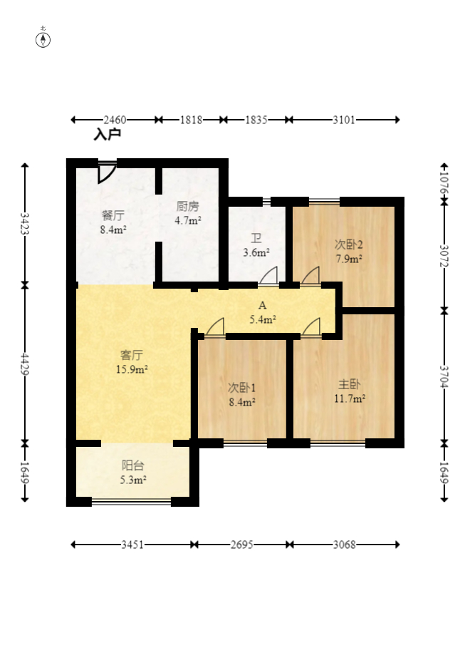 MOMA当代广场  3室2厅1卫   66.80万室内图1