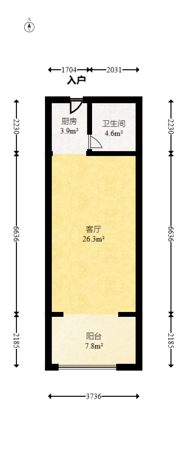 鑫远悦城（鑫远悦时代）  1室1厅1卫   43.00万室内图1