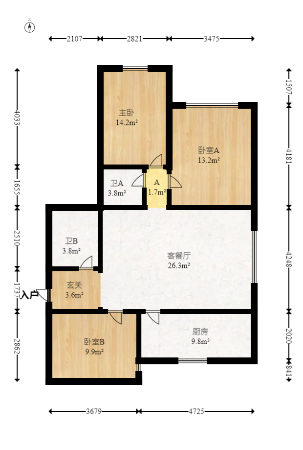 风华四季园  3室2厅2卫   111.00万室内图1