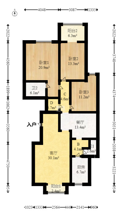 中江佳境天成  3室2厅2卫   129.00万
