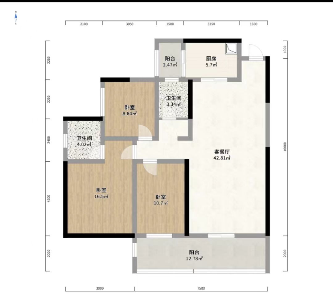 华晨神农湾 3室2厅2卫 77.0万 华晨神农湾 3室2厅2卫 77.0万室内图