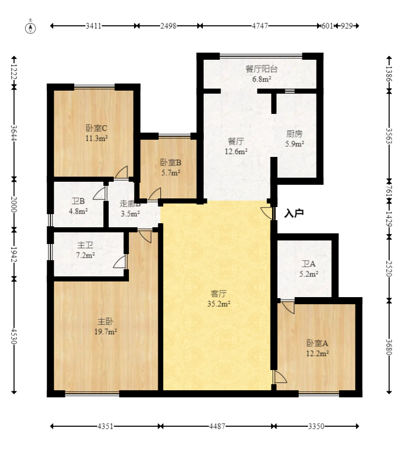 和泓融成府  4室2厅2卫   160.00万室内图1