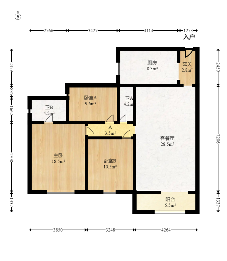 美林银谷  3室2厅1卫   110.80万室内图1
