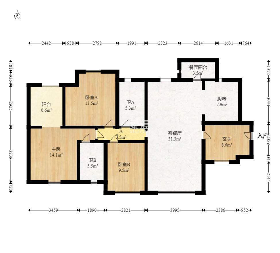 兰亭都荟（璟峰苑）  3室2厅2卫   193.00万
