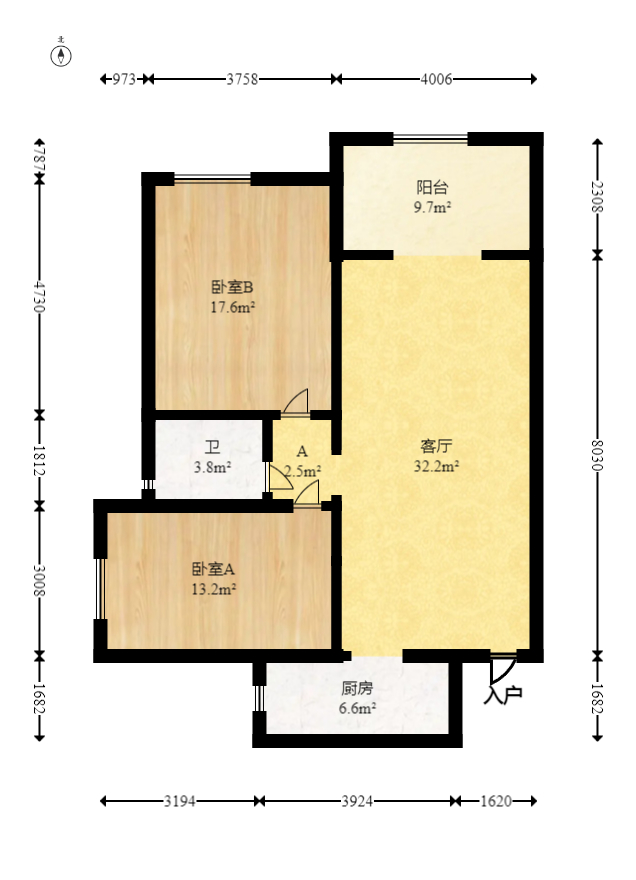 华盛新外滩  2室1厅1卫   118.00万室内图1